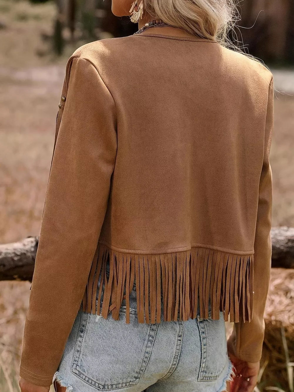 Studded Details Fringed Jacket, image 3