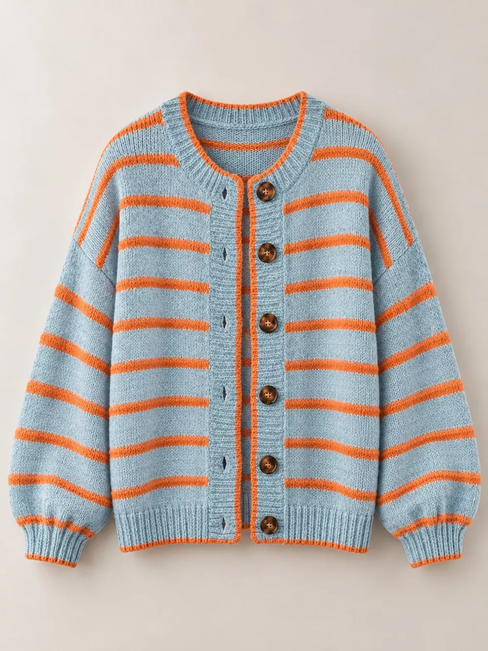 Striped Button-Down Knit Cardigan, image 6