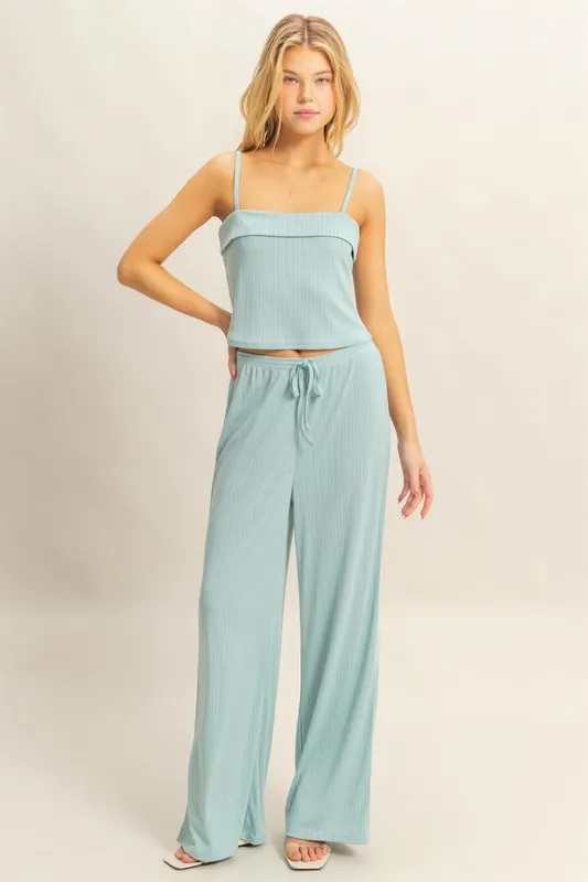 Rib Knit Cami Top and Pants Set