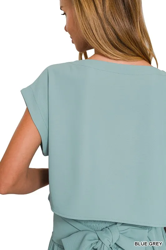 Heavy Woven Span Crop Tee & Skirt Set, image 9