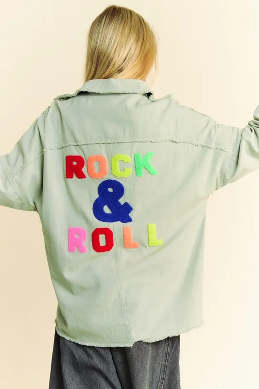 Multi Color Rock & Roll Fringed Hem Loose Fit Shacket, image 2