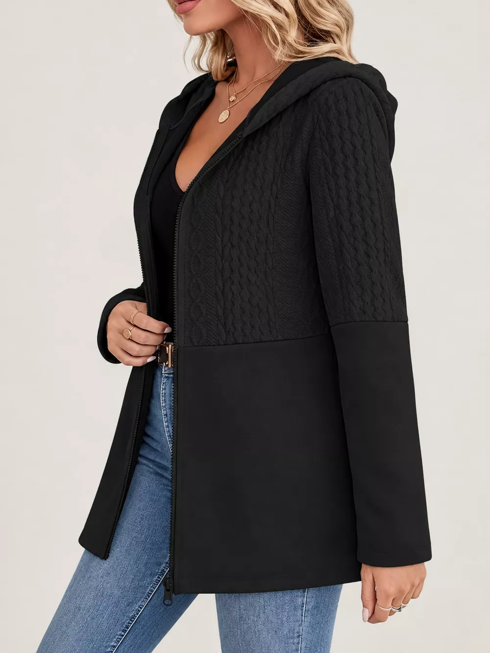 Full Size Hooded Zip-Up Jacket Plus Size, image 7