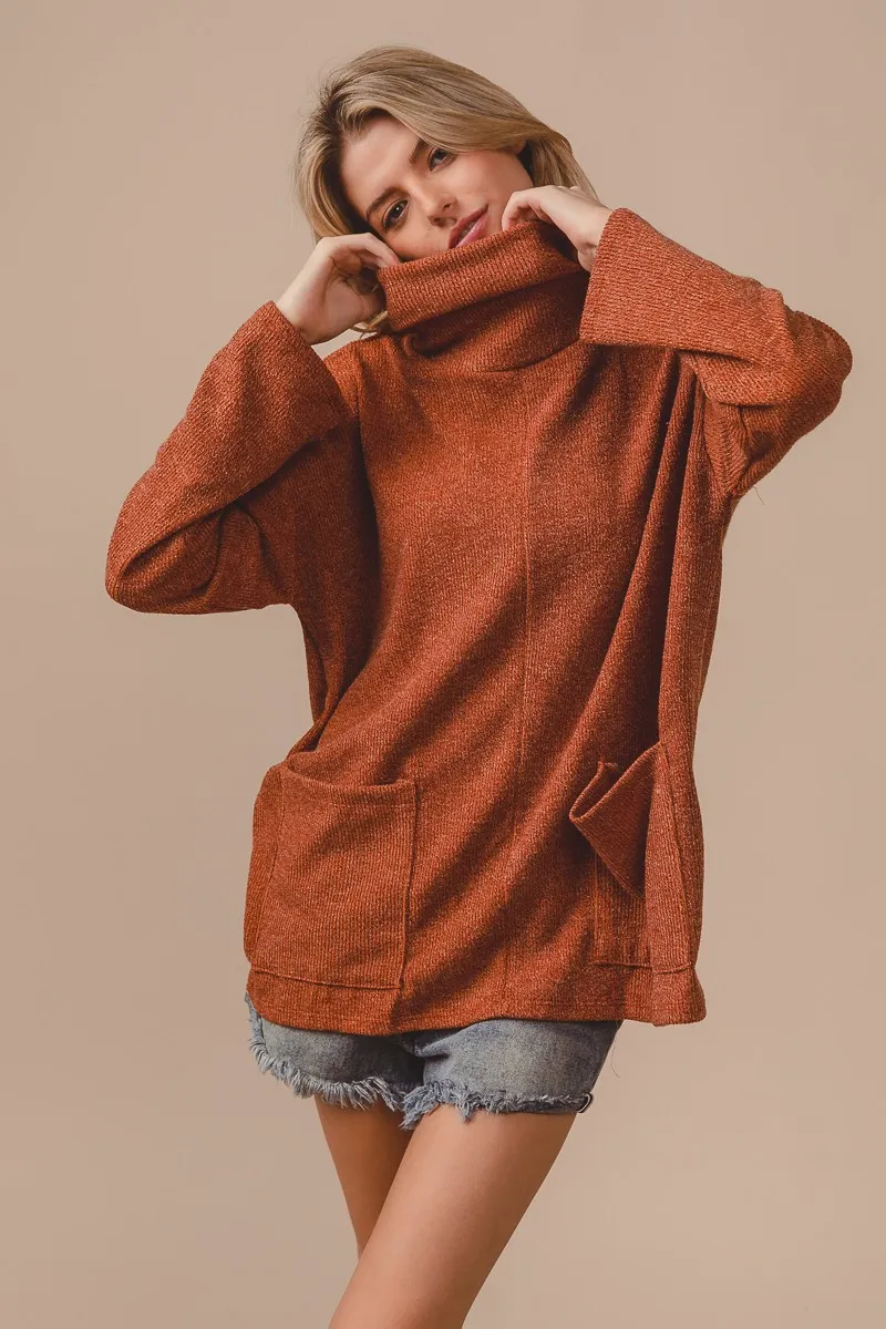 Piper Rib Double Pocket Turtle Neck Sweater, image 5