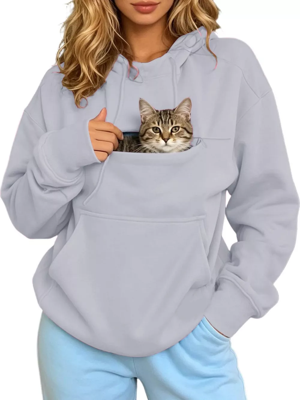 Full Size Cat Pouch Drawstring Hoodie Plus Size, image 7