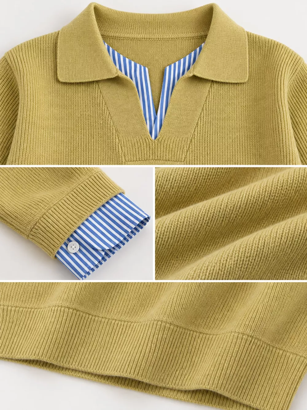 Plus Size Layered Look Striped Long Sleeve Sweater, image 5