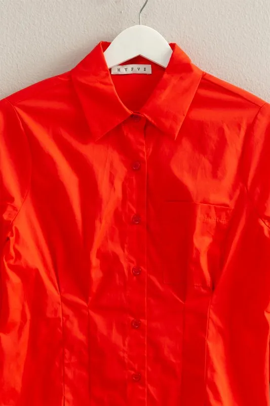 Long Sleeve Pleated Waist Poplin Shirt, image 7