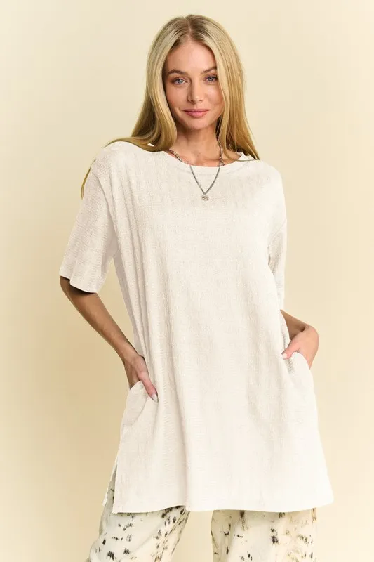 Short Sleeve Side Slit T-Shirt with Pockets, image 4