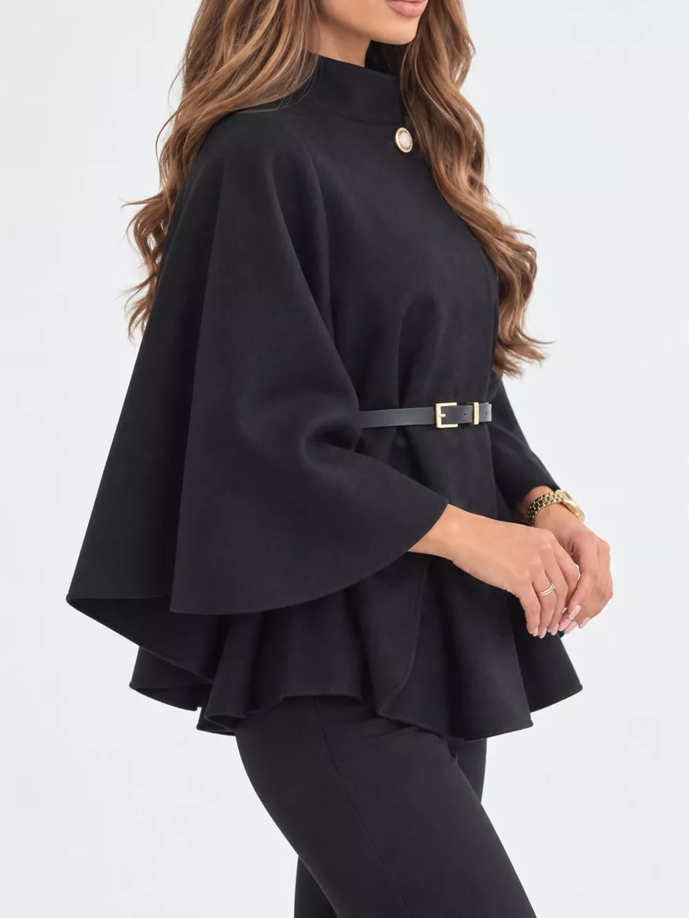 Mock Neck Cape Coat, image 5