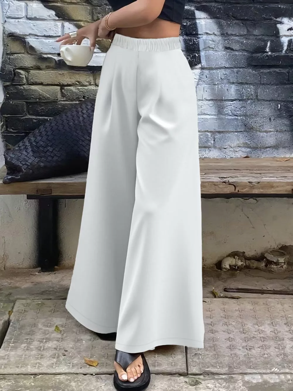 Plus Size Elastic Waist Wide Leg Pants, image 8