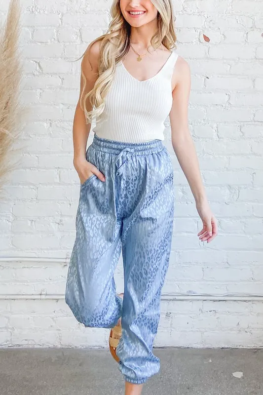 Satin Leopard Print Joggers, image 4