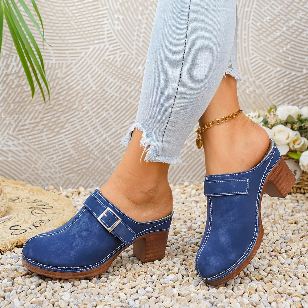 Round Toe Block Heels Sandals, image 6