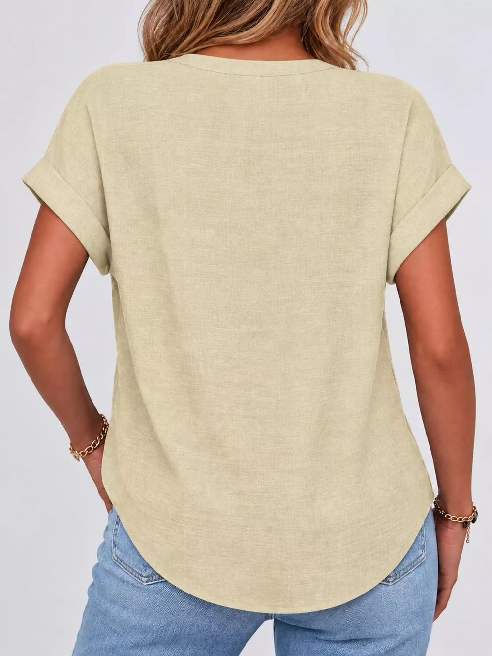 Full Size Button Detail Short Sleeve Blouse Plus Size, image 18