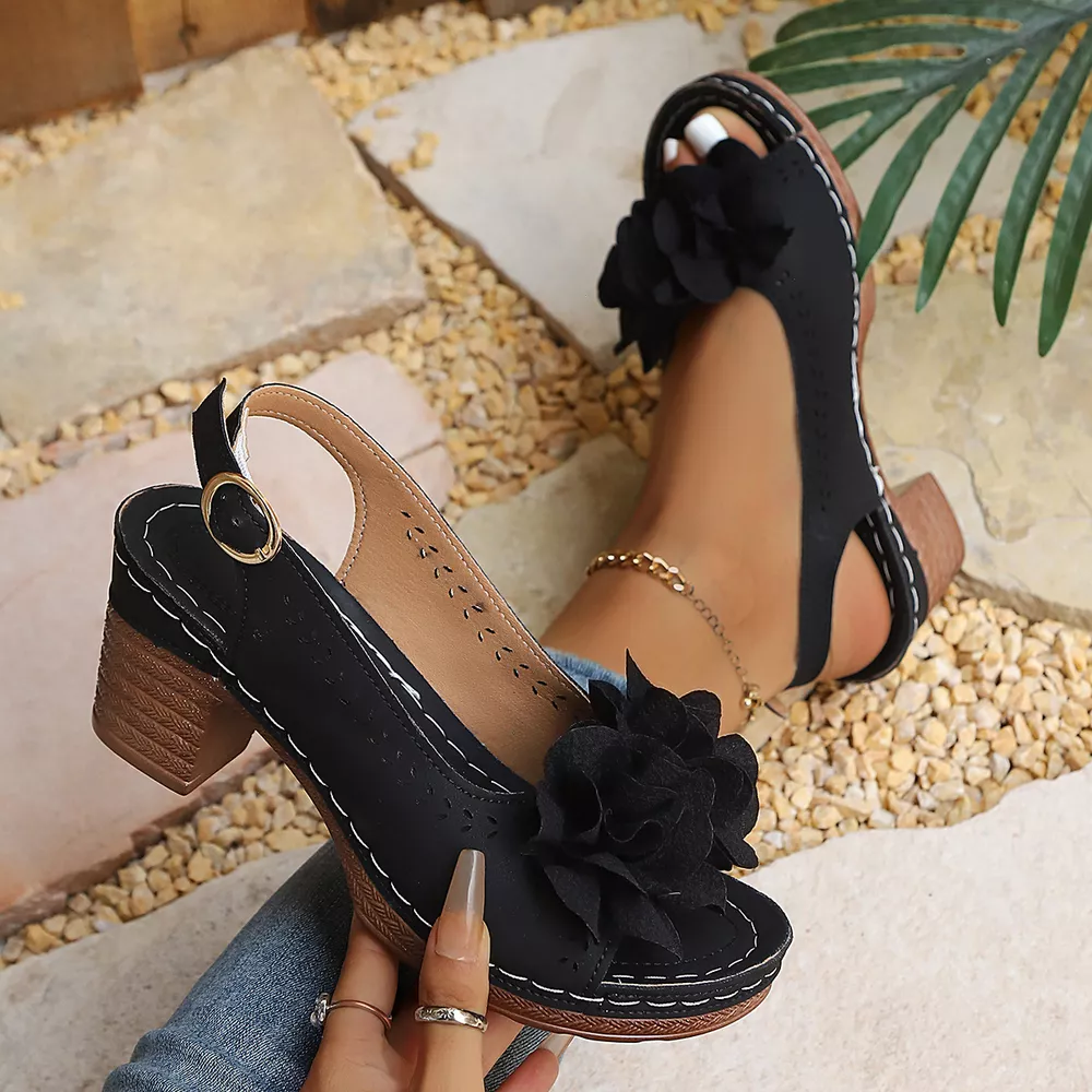 Peep Toe Block Heels Sandals, image 3