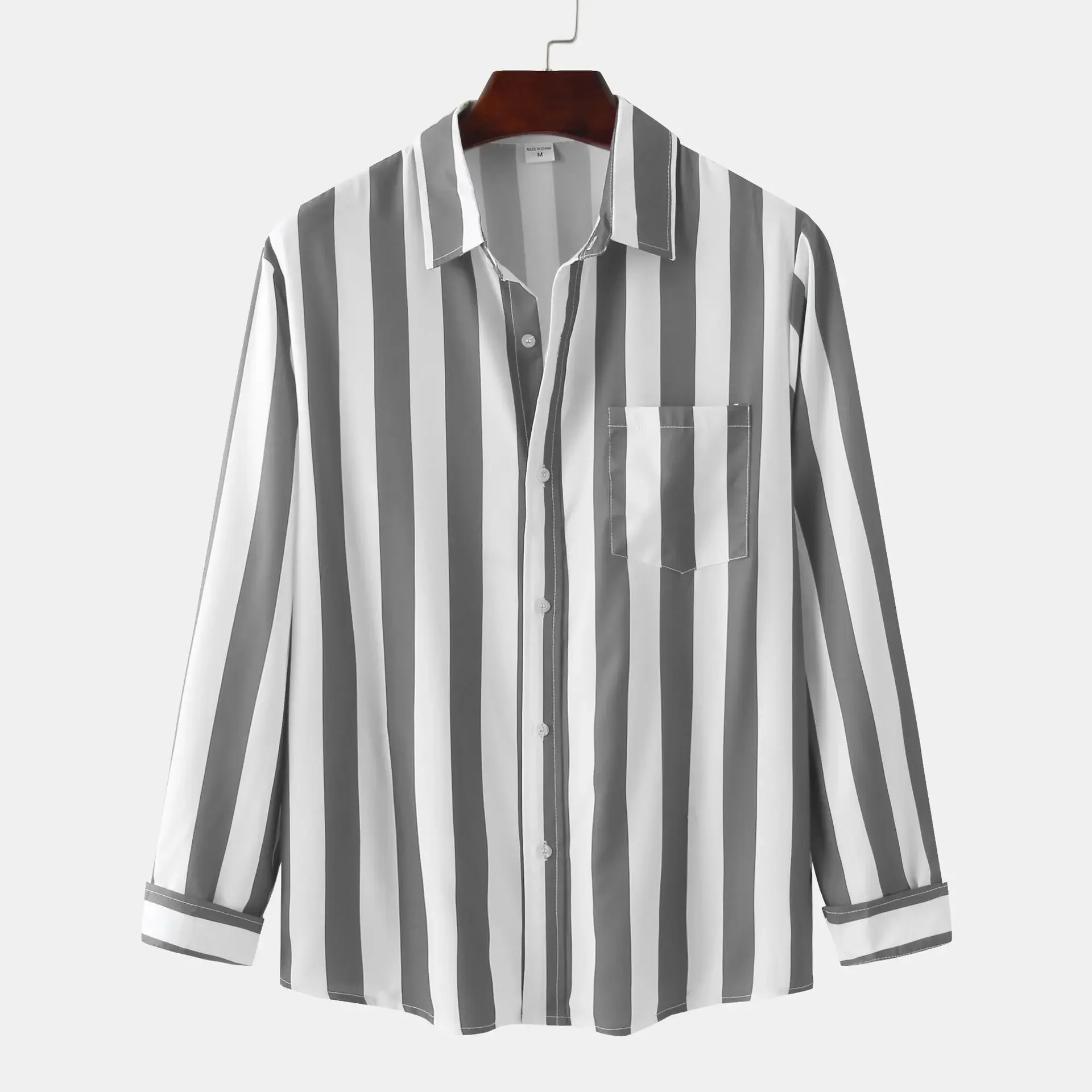 Men's Striped Button-Down Long Sleeve Shirt, image 5