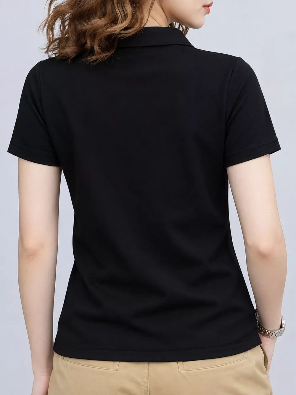 Plus Size Collared Neck Short-Sleeve Polo, image 3