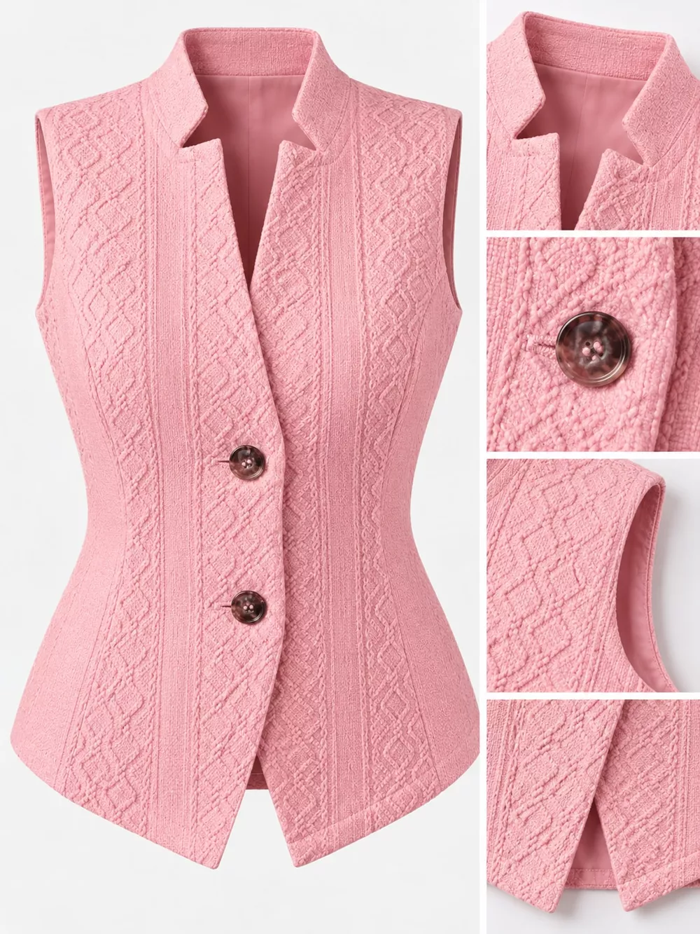 Textured Slim-Fit Button-Down Vest Coat, image 13