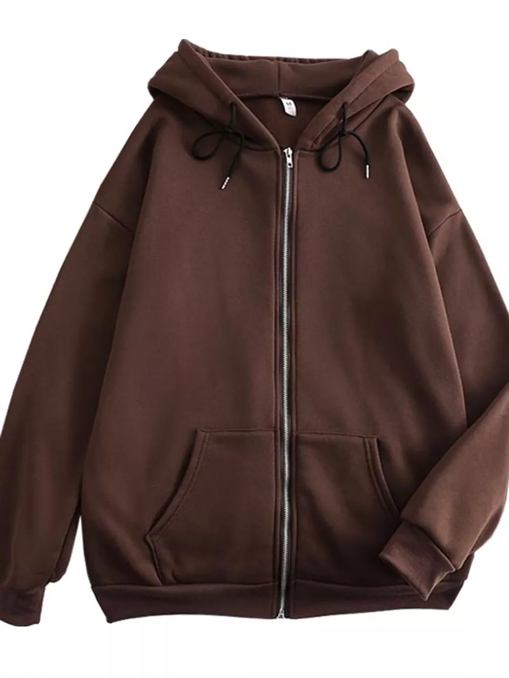 Full Size Oversized Solid Zip-Up Hoodie with Drawstring Plus Size, image 69