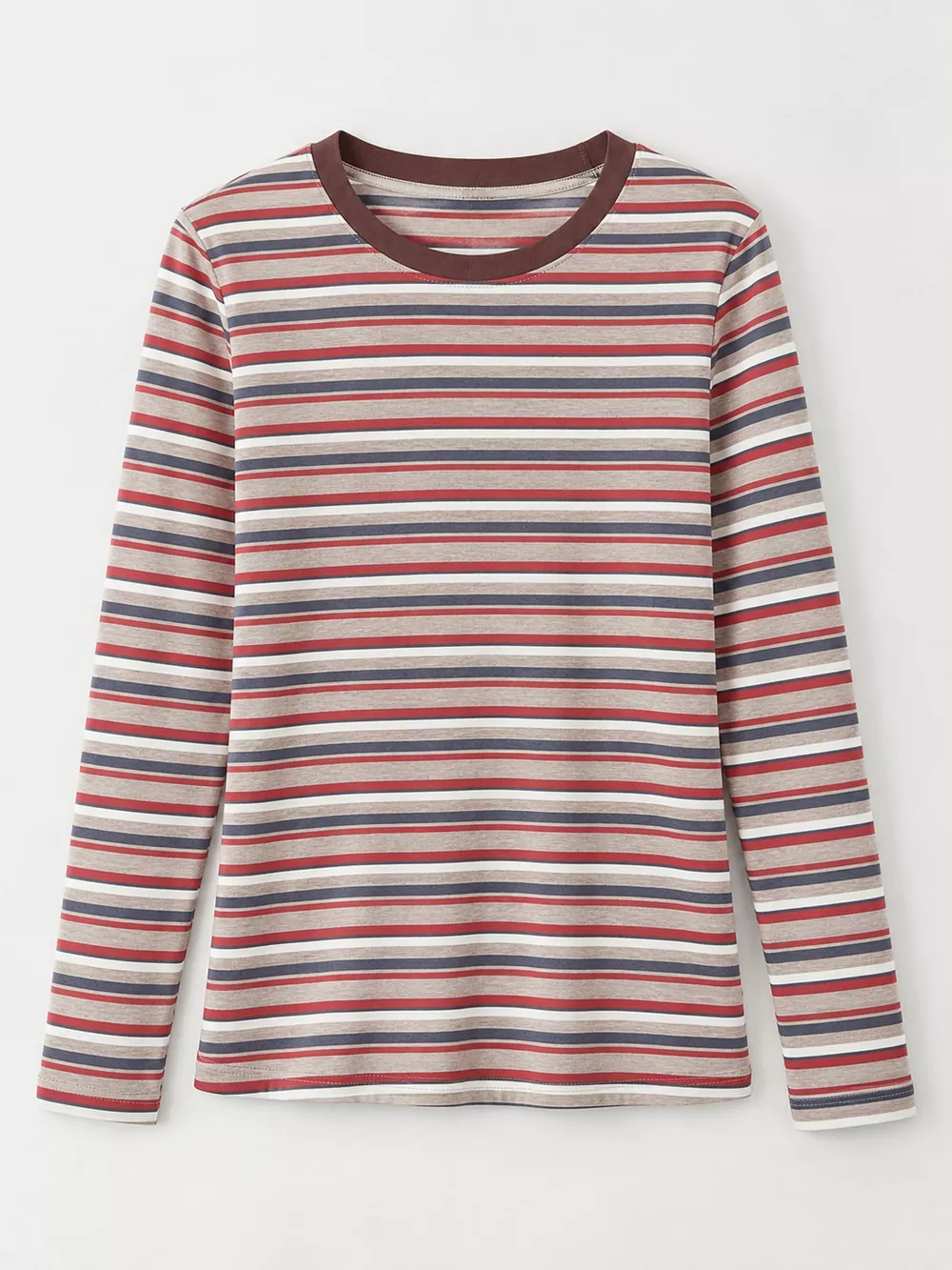 Full Size Long Sleeve Striped Crew Neck Casual T-Shirt Plus Size, image 8