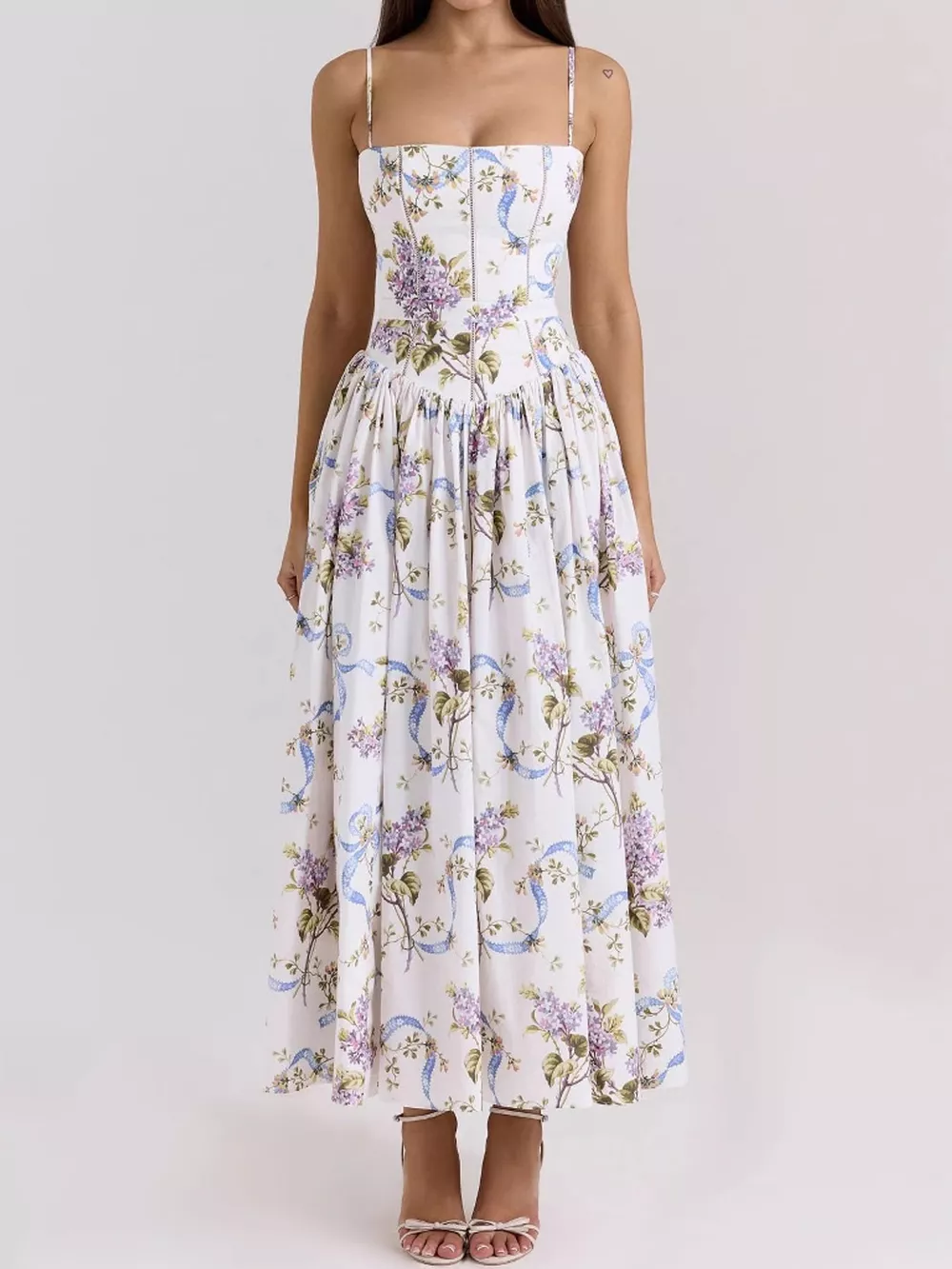 Floral Spaghetti Straps Midi Dress, image 27
