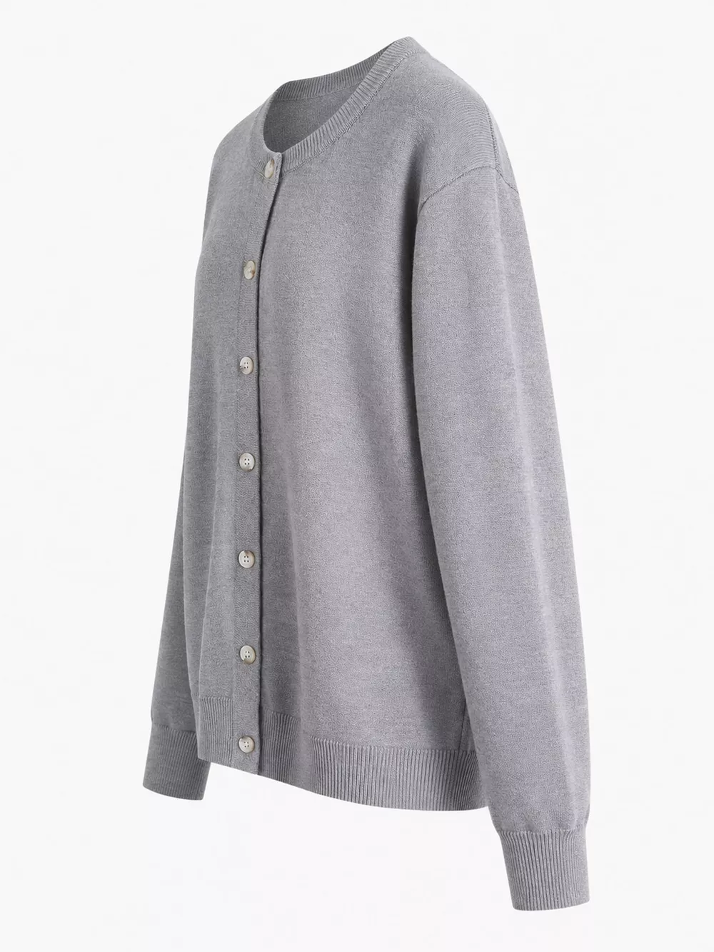 Plus Size Crew Neck Button-Down Knit Cardigan, image 2