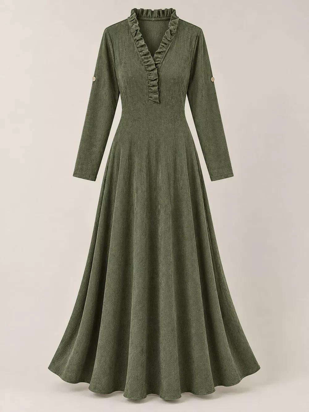 Full Size Frill Roll-Up Sleeve Maxi Dress Plus Size, image 24
