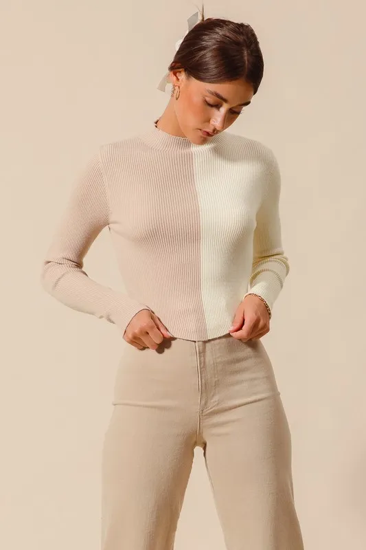 Color Block Fitted Crop Sweater Top, image 10
