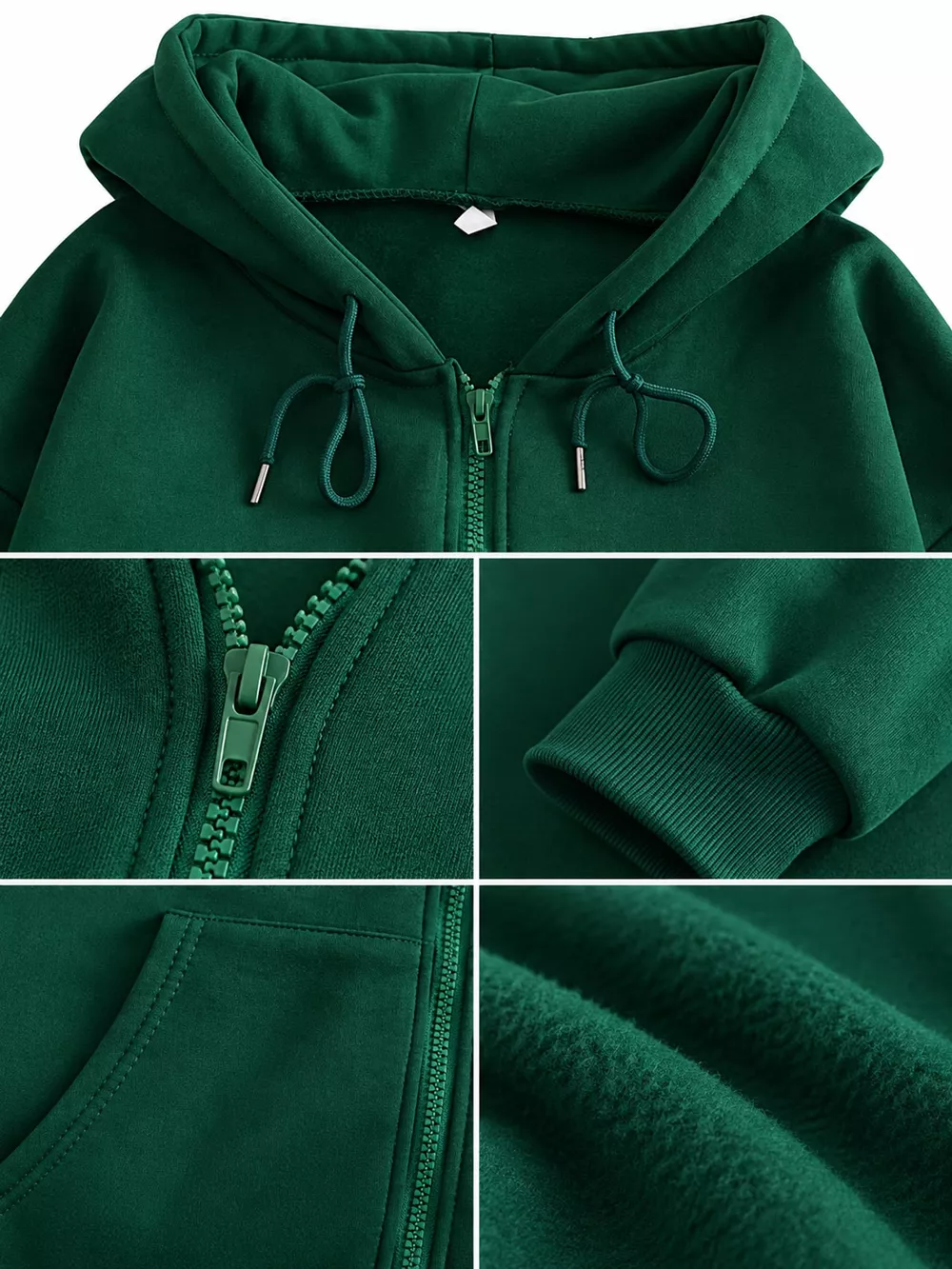 Full Size Oversized Solid Zip-Up Hoodie with Drawstring Plus Size, image 50
