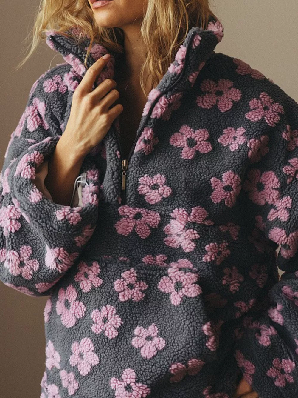 Quarter-Zip Sherpa Sweatshirt, image 5
