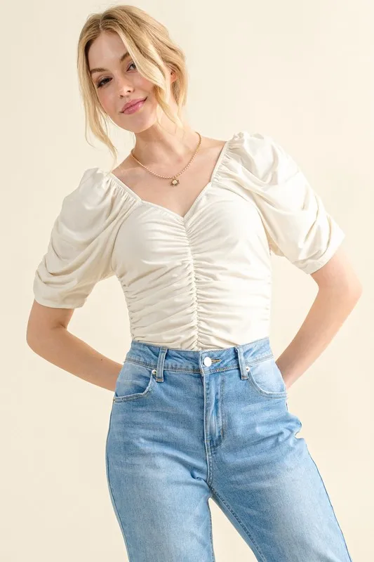 Buttery Soft Ruched Detailed Jersey Bodysuit, image 4