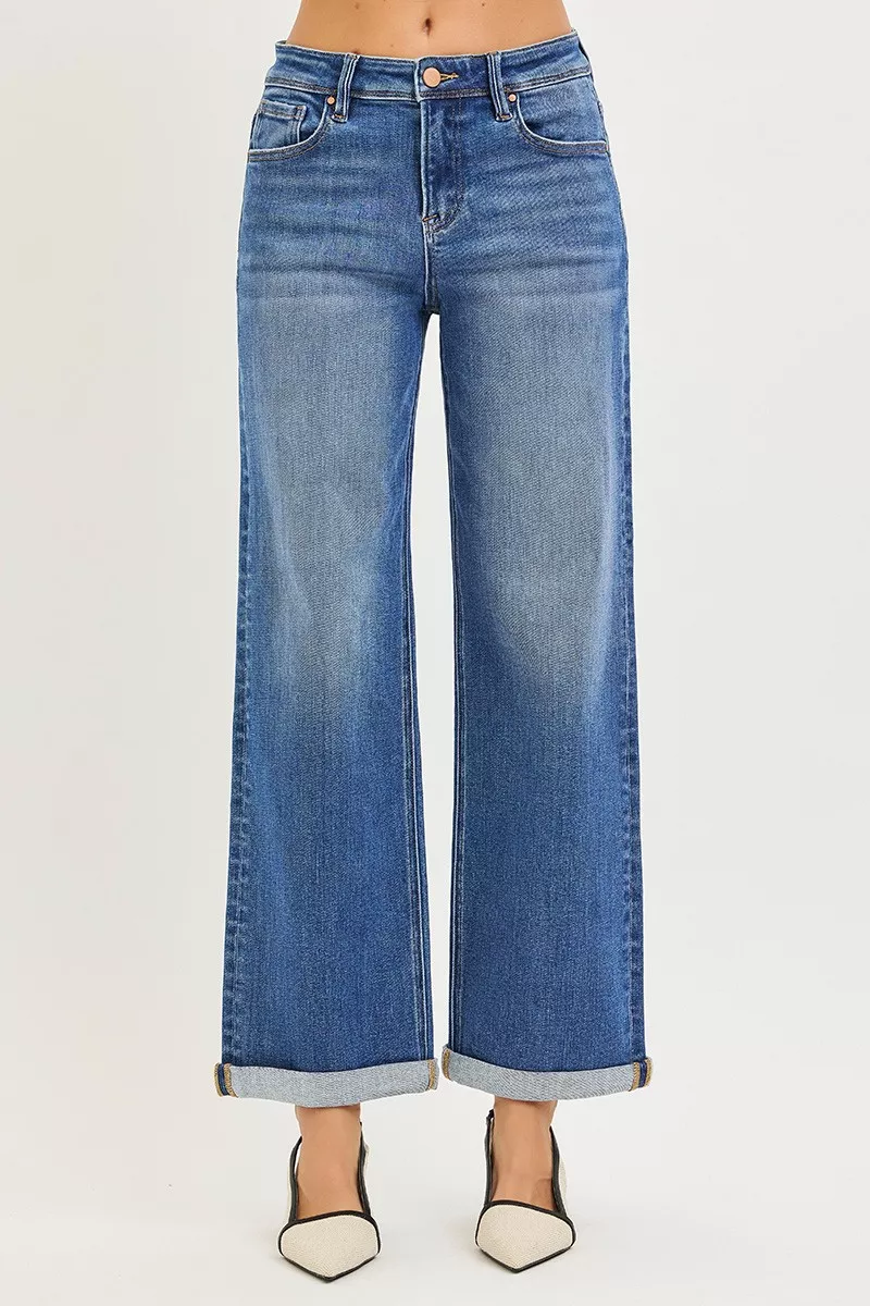 Full Size High Rise Relaxed Fit Ankle Straight Cuff Jeans Plus Size, image 5