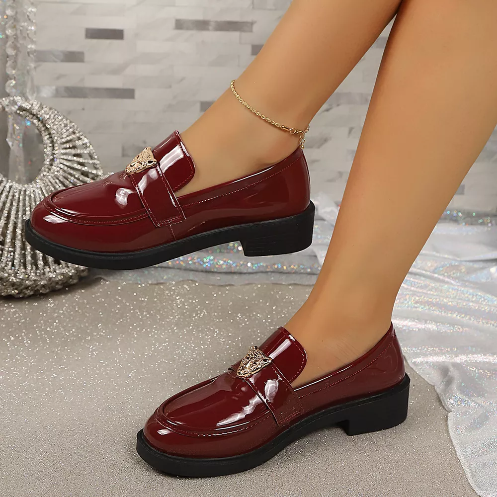 Round Toe Block Heel Loafers, image 4