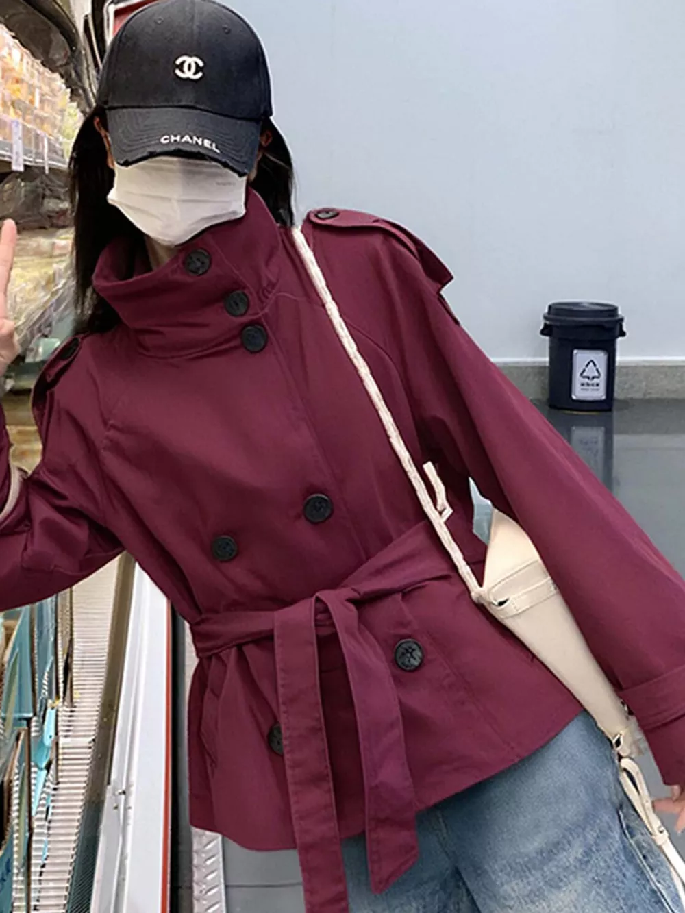 Full Size Double-Breasted Belted Trench Outerwear Plus Size, image 5