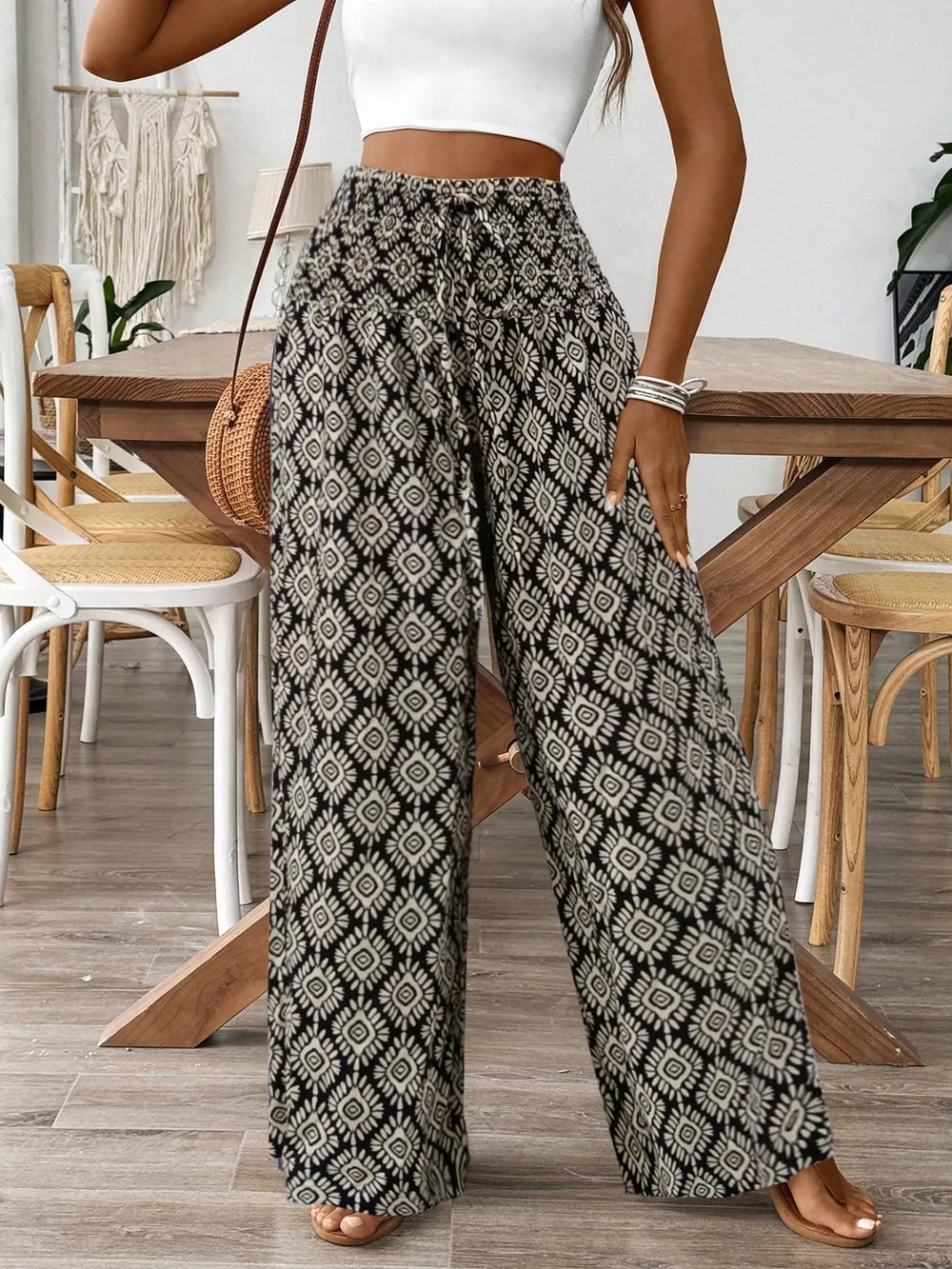 Printed Wide Leg Pants, image 2