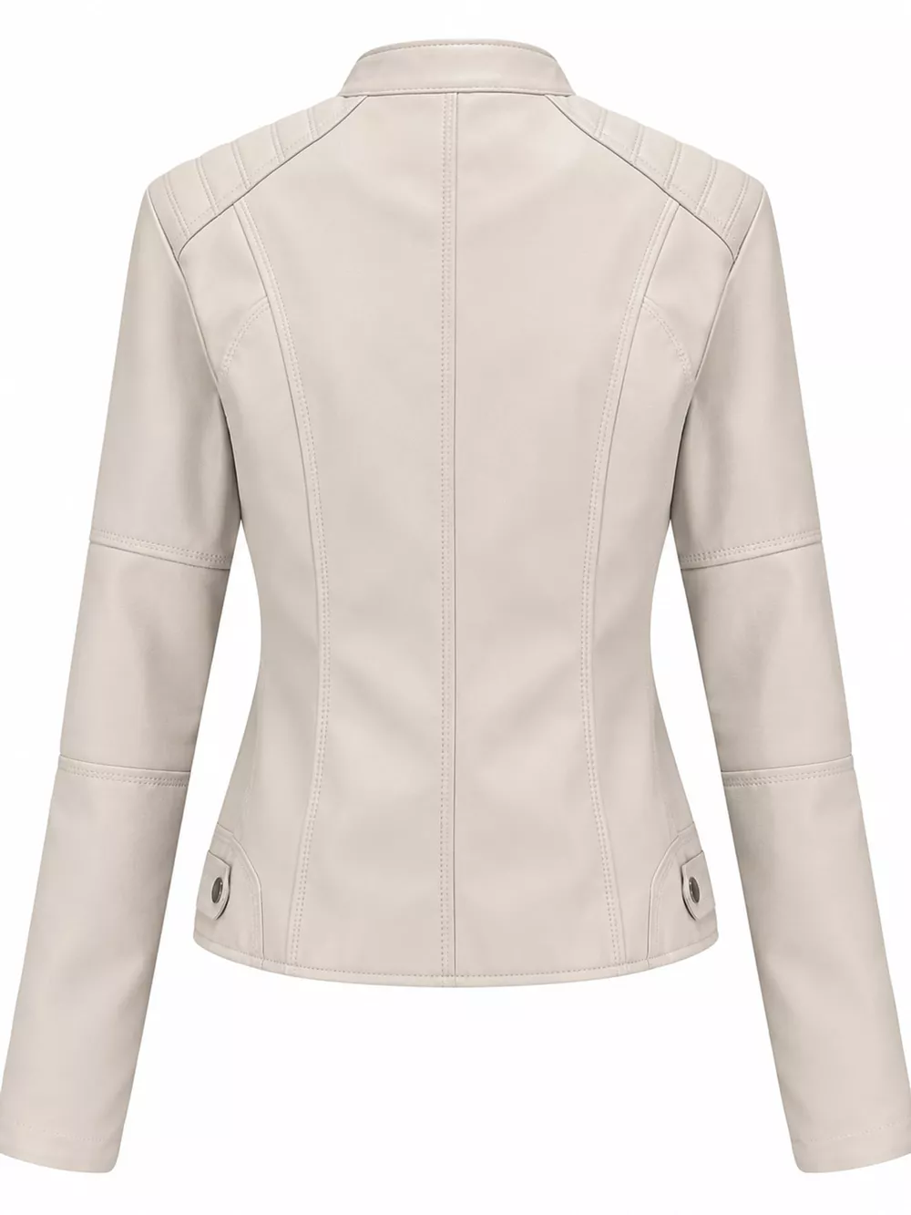 Full Size Slim Fit Faux Leather Moto Jacket Plus Size, image 36