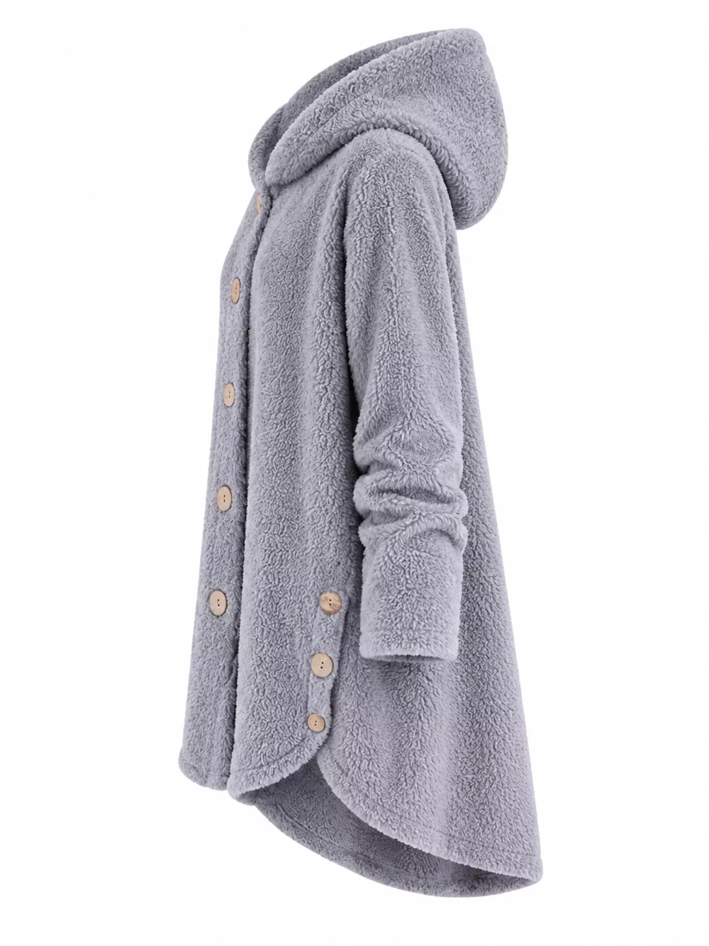 Full Size Fleece Button Up Hooded Outerwear Plus Size, image 17