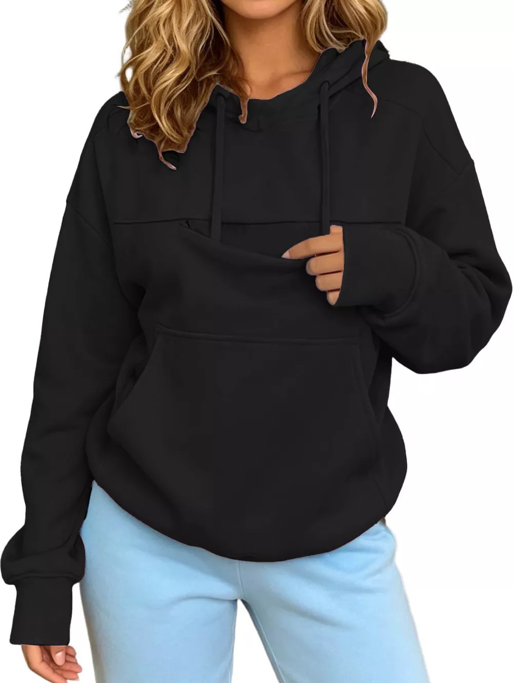 Full Size Cat Pouch Drawstring Hoodie Plus Size, image 2
