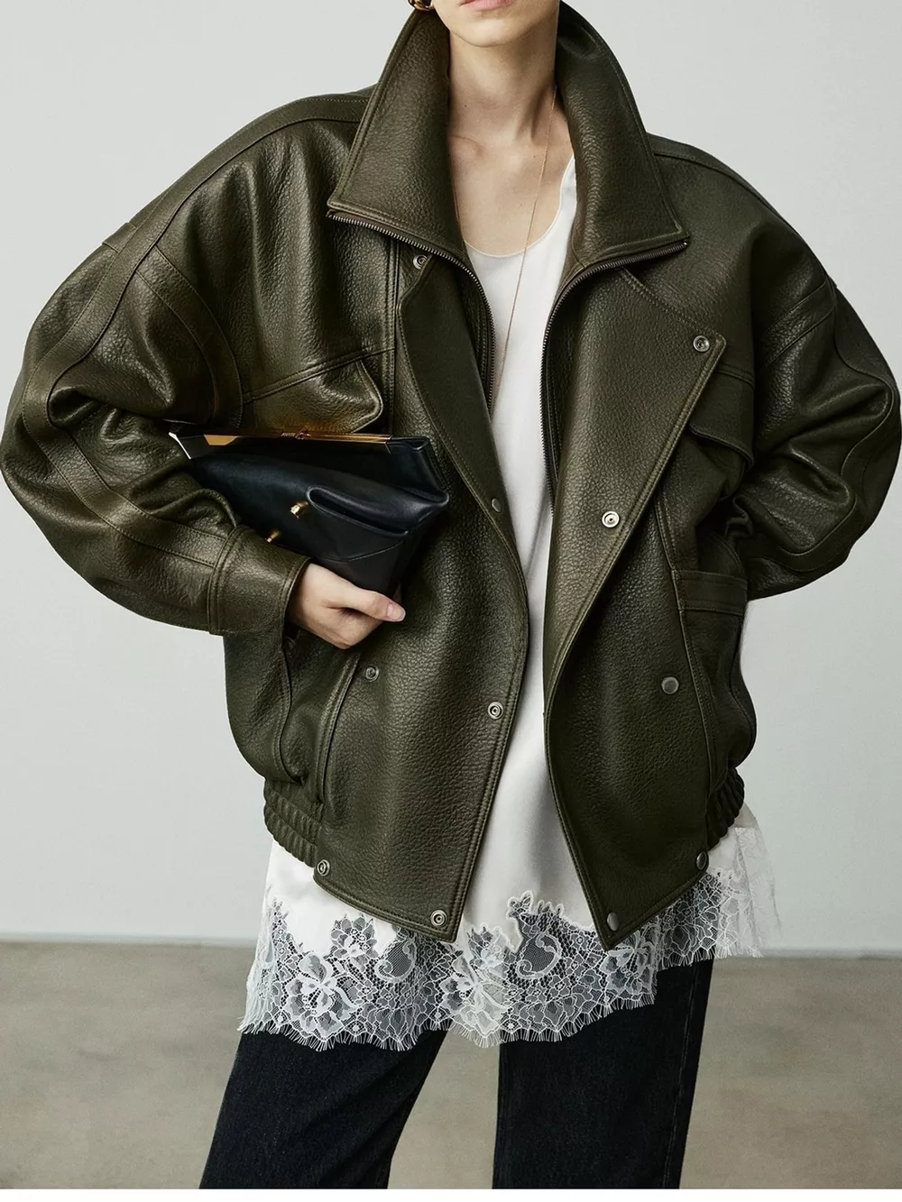 Snap Down Leather Jacket, image 18