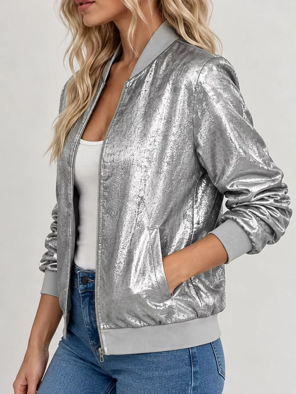 Full Size Zip Up Long Sleeve Jacket Plus Size, image 6