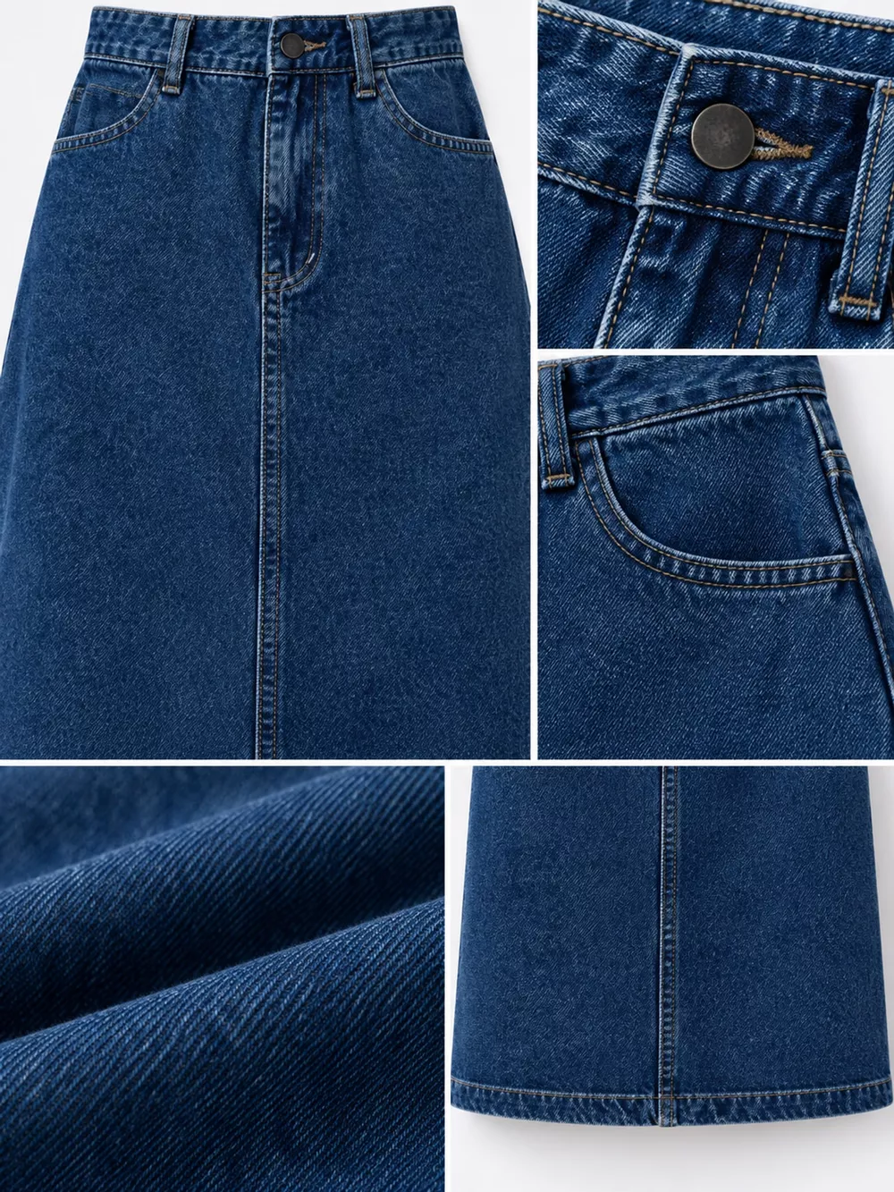 Full Size High-Waisted Vintage Wash Midi Denim Skirt Plus Size, image 10