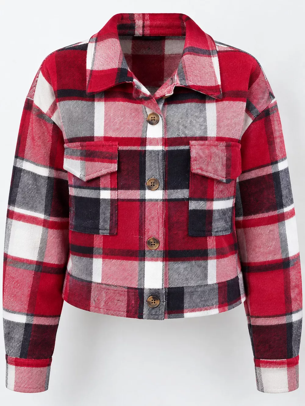 Plaid Button-Front Cropped Jacket, image 51