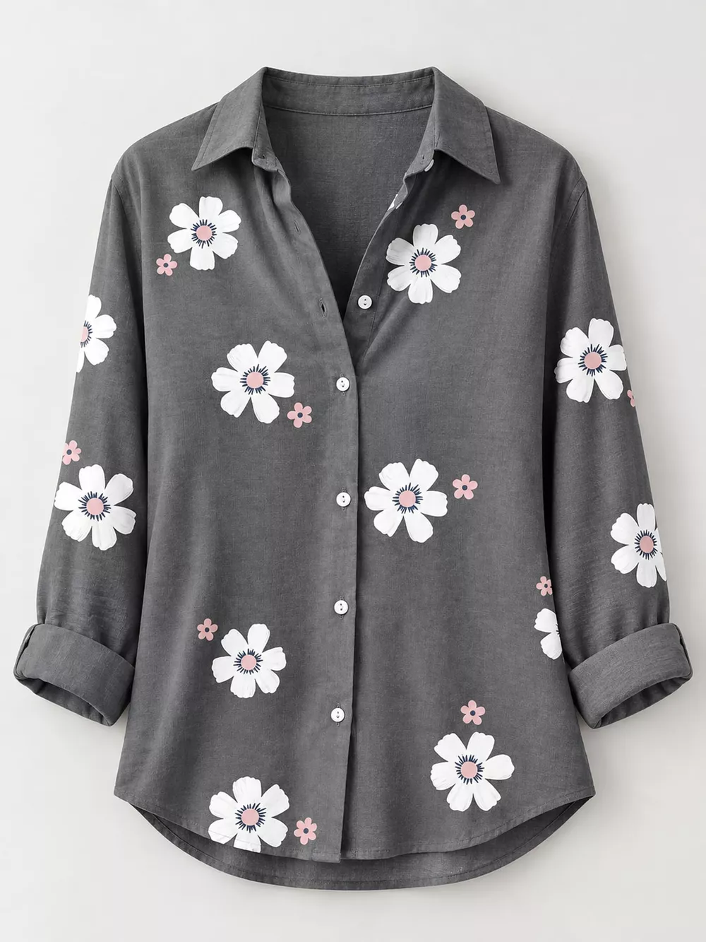 Full Size Floral Print Button-Down Casual Shirt Plus Size, image 4
