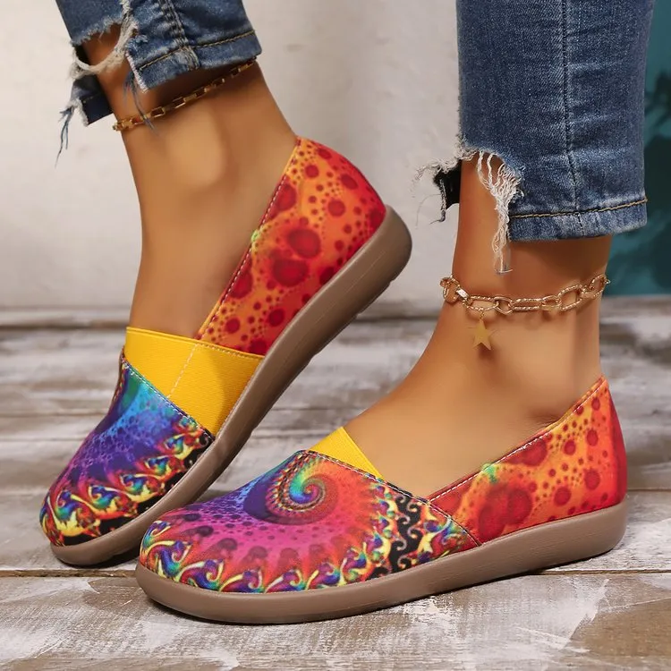 Bohemian Spiral Print Multicolor Slip-Ons, image 2