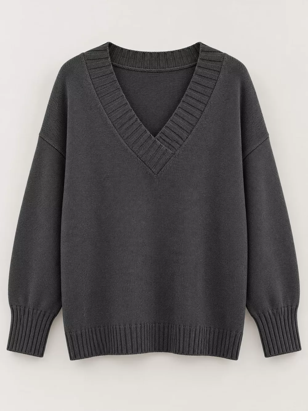 Full Size V-Neck Dropped Shoulder Sweater Plus Size, image 30