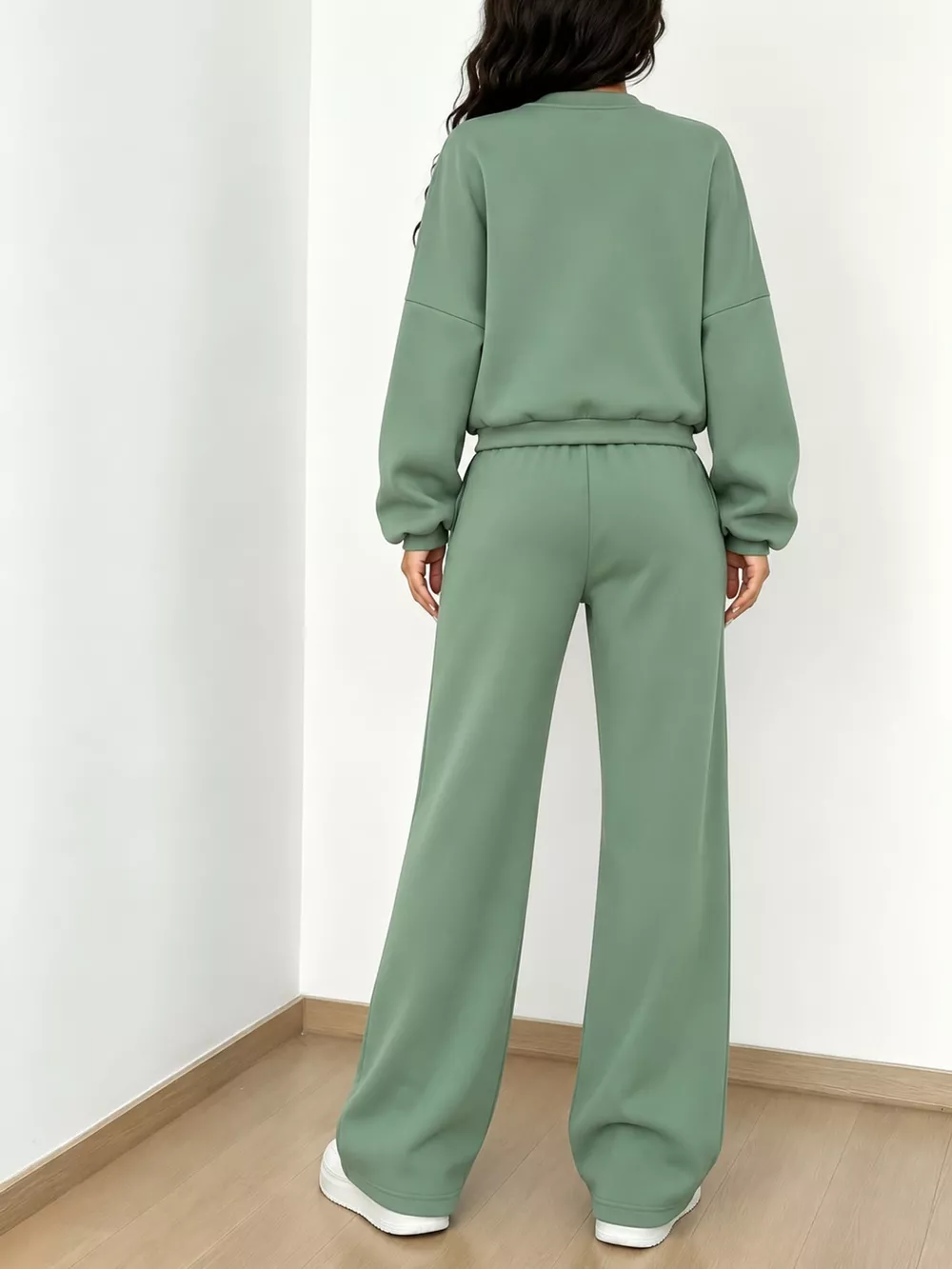 Casual Zip-Up Jacket and Wide-Leg Sweatpants Set, image 62