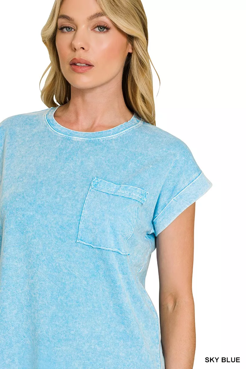 Halo Snow Washed Cuffed Short Sleeve Tee, image 6