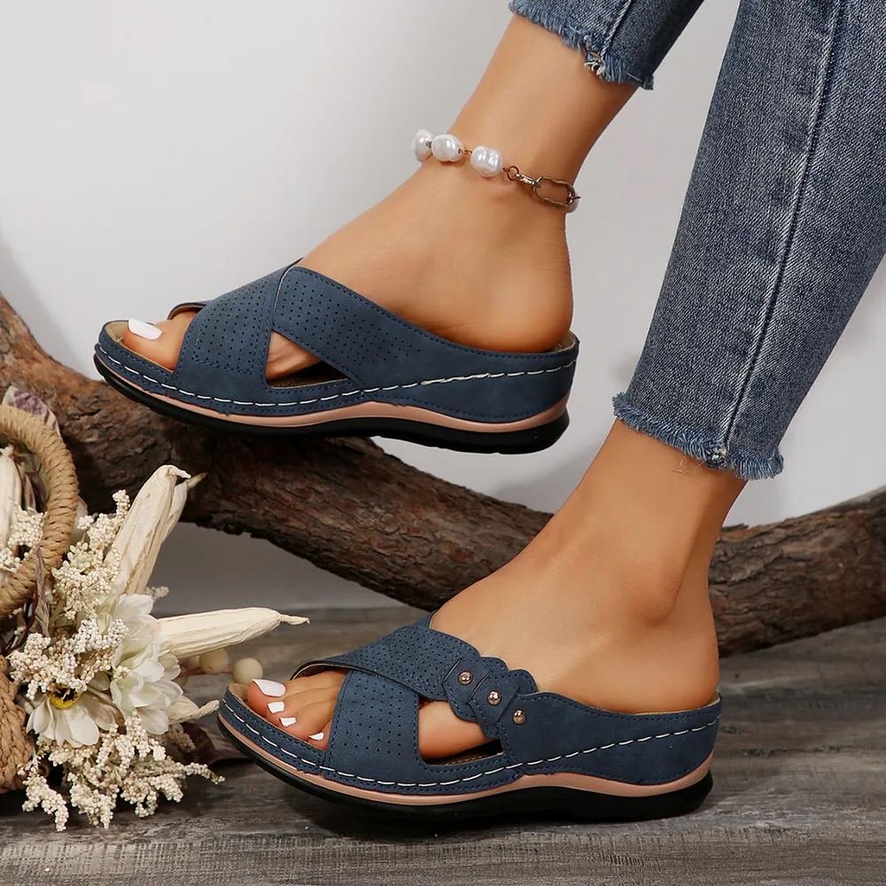 Crisscross Open Toe Wedge Sandals, image 6