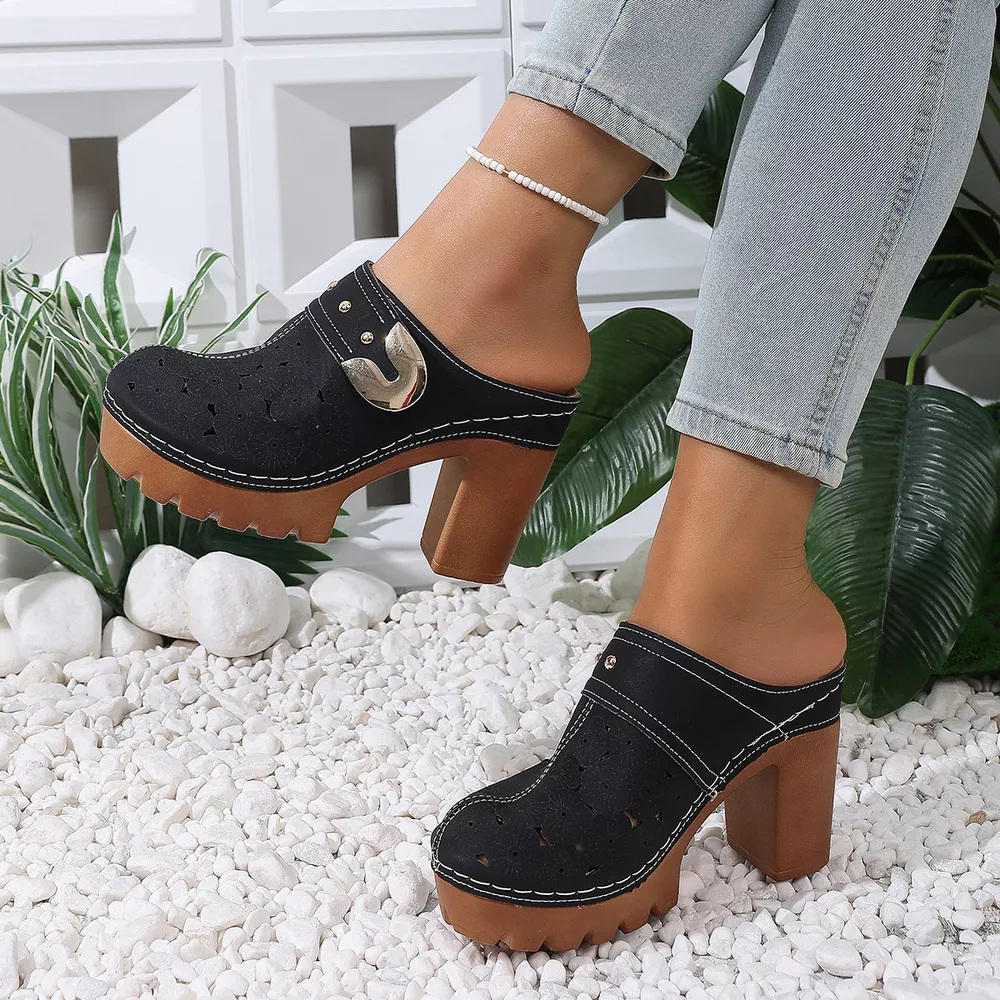 Round Toe Block Heels Sandals, image 7