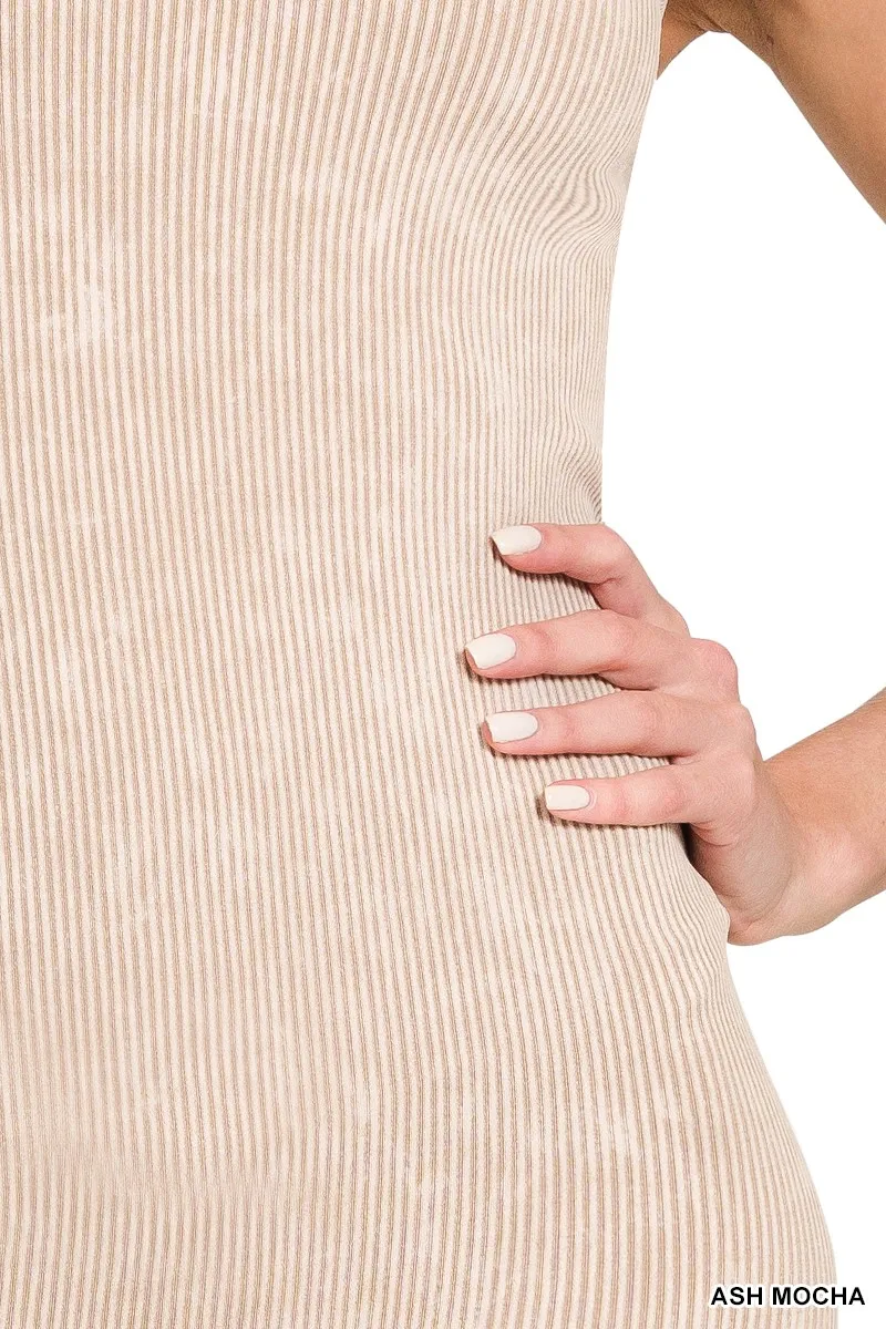 Stone Washed Ribbed Seamless Romper, image 4