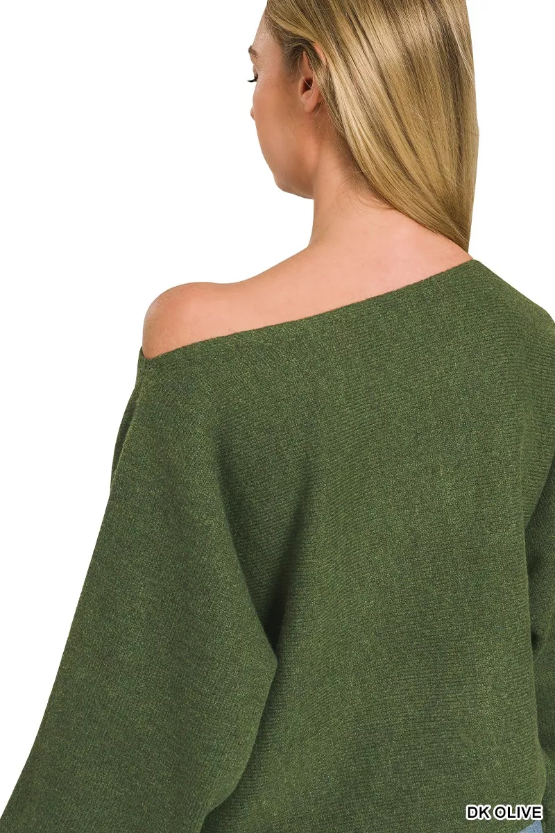 Zenana Boat Neck Balloon Sleeve Sweater, image 7