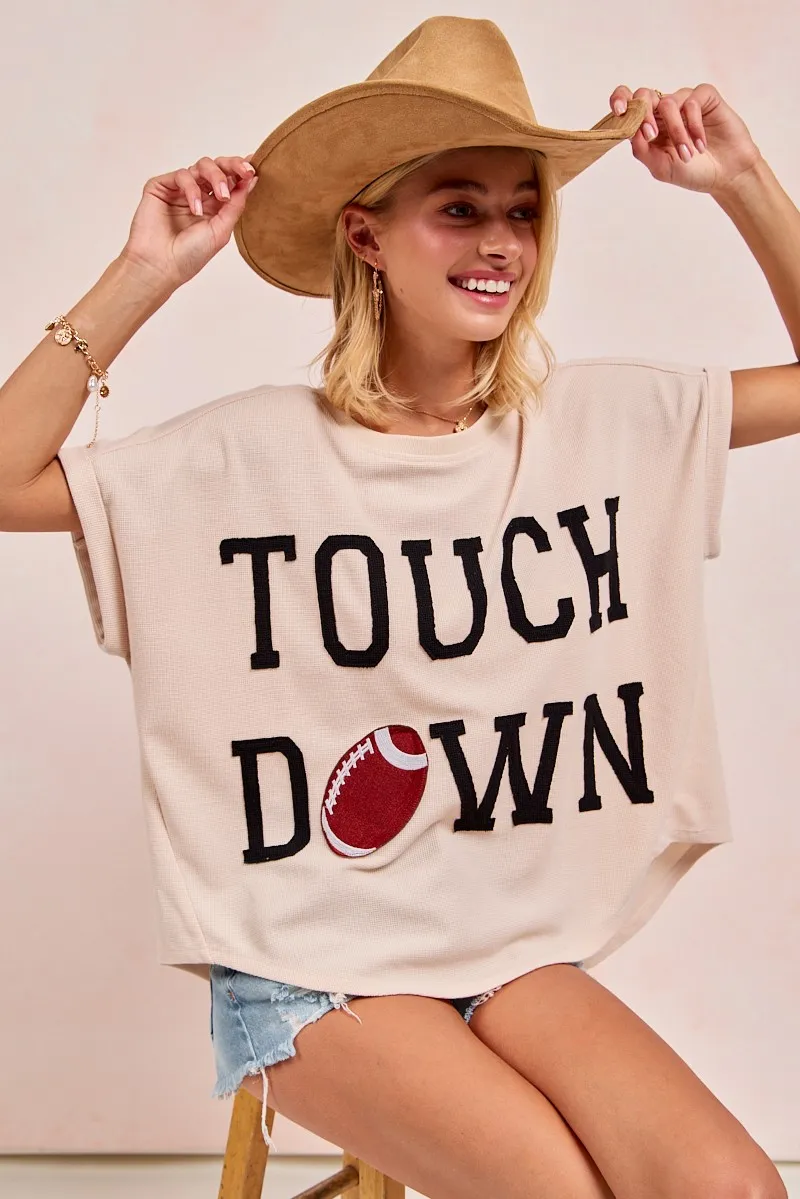 Game Day Touchdown Letter Patches Waffle Short Top, image 3